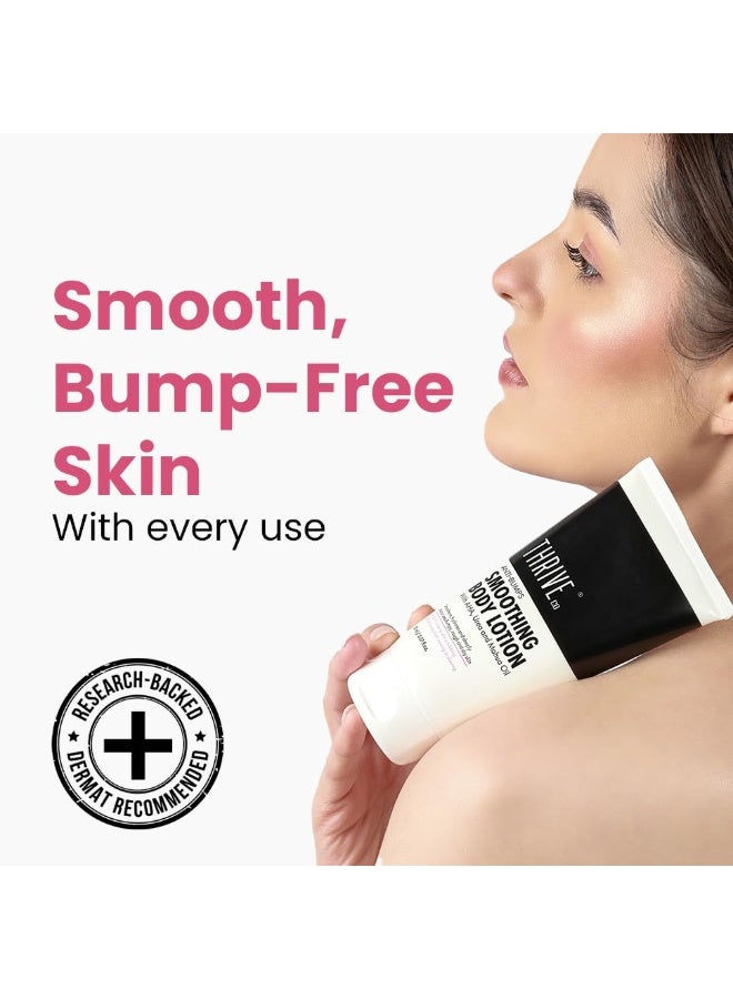 ThriveCo Smoothing Body Lotion for Dry, Rough & Bumpy skin | With AHA, Mahua Oil & Urea | Moisturizes, Hydrates & Treats Keratosis Pilaris,Strawberry Skin in Men & Women | 150 ml - Image 2